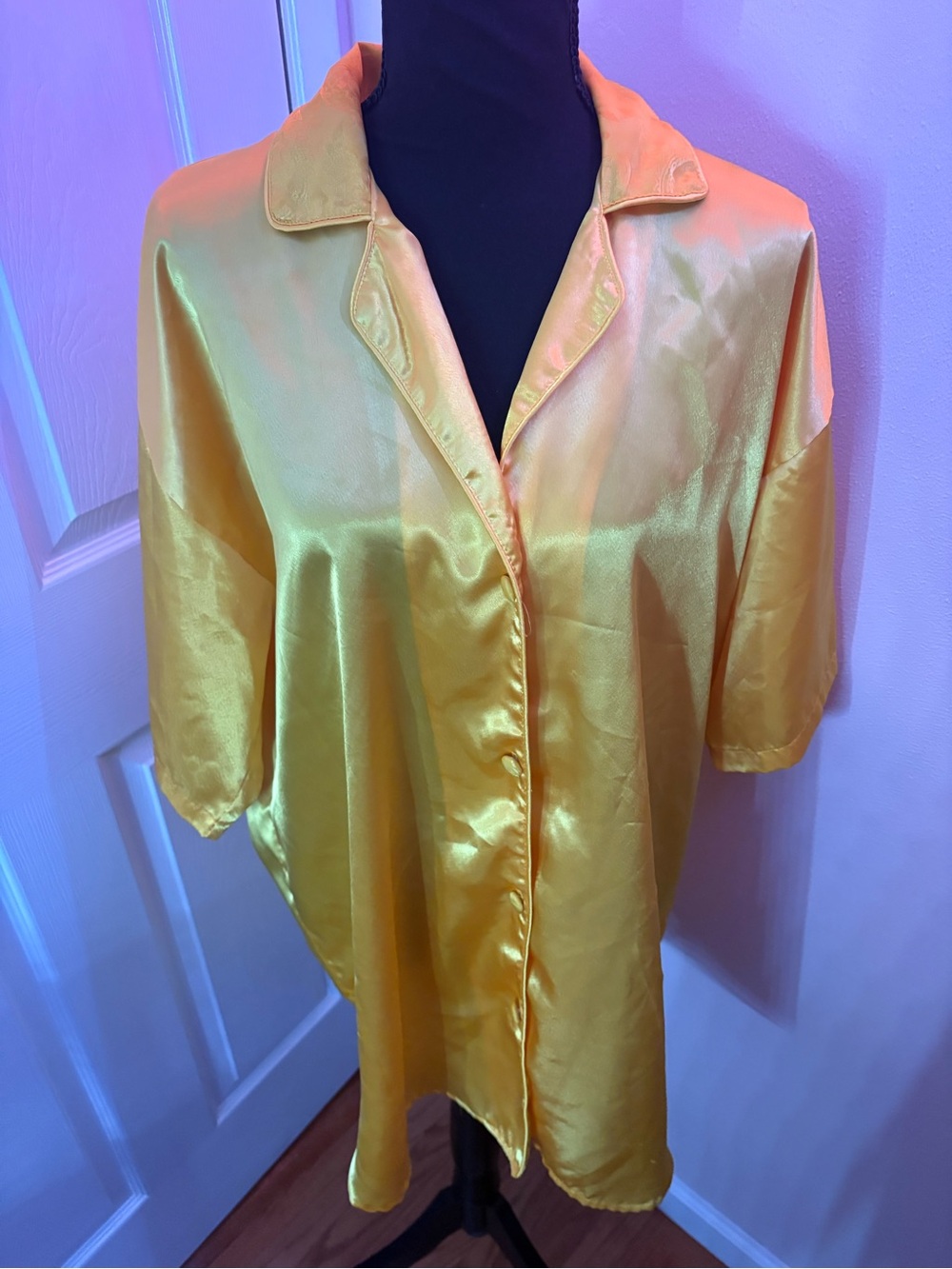 Vintage Victoria's Secret Gold Satin Button-Front Shirt